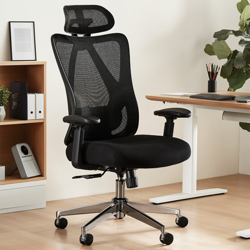 Lajace High Back Mesh Ergonomic Office Task Chair with Adjustable Headrest, Armrest, Lumbar Support, Black