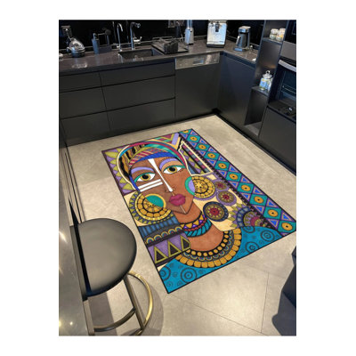 Geometric Women's Straw Woven Floor Carpet