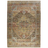 Wool Geometric Area Rug in Orange