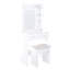 Coiffeuse blanche avec lumières DEL à 3 niveaux à intensité variable, 2 tiroirs, prise de courant intégrée, support pour sèche-cheveux et tabouret rembourré, idéale pour les petites chambres