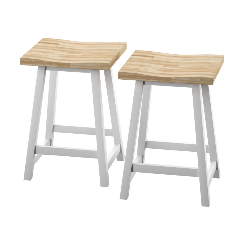 Spence Solid Wood Counter Stool, Pearl White