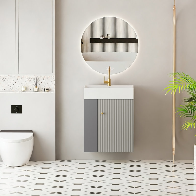 Meuble-lavabo à fixation murale 21,6 po avec lavabo en céramique