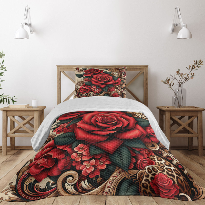 Polyester Floral Coverlet, Twin Coverlet + 1 Standard Shams