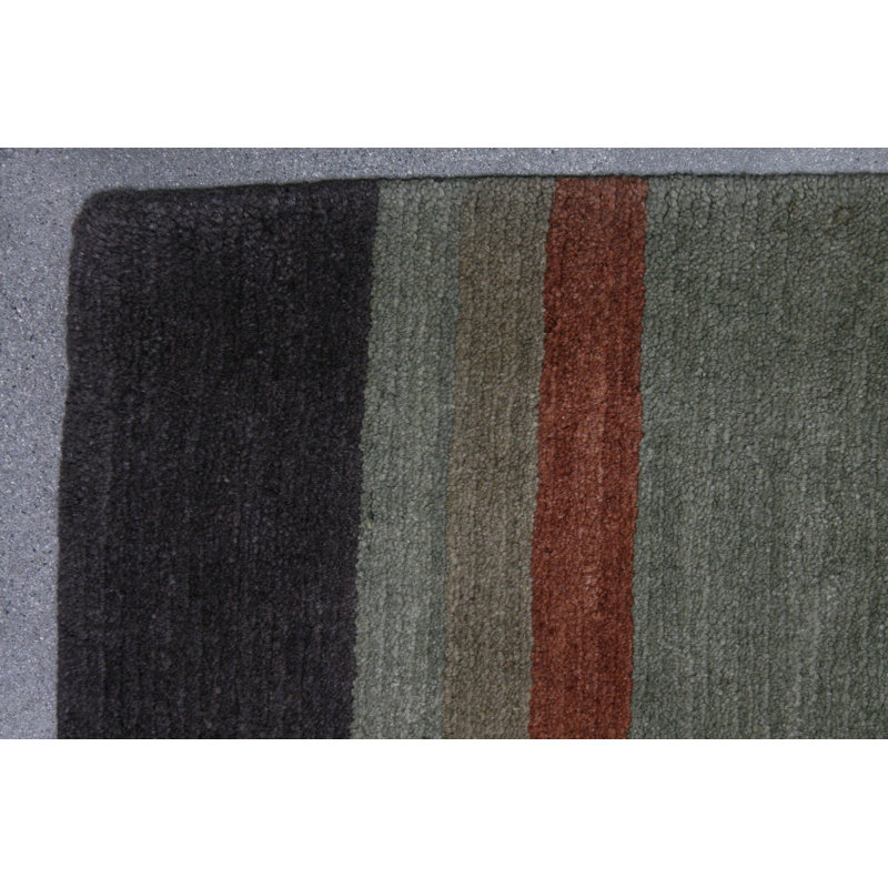 Tapis unique en laine noué à la main gris ardoise / rouille / beige / bleu sarcelle clair de 8 pi x 10 pi Indian