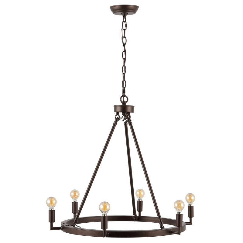 Lustre en roue de chariot à intensité variable 6 lumières Aydriana