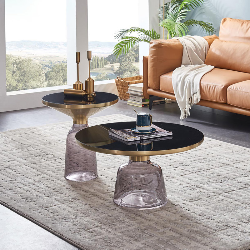 Glass Top Living Room Table Set