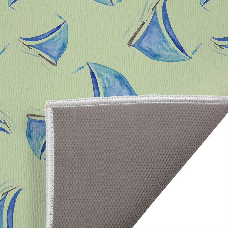 Summer Sailboats Outdoor Doormat, 24'' W x 17'' L, Lime