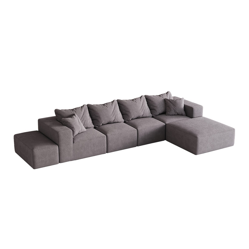 Modular Sectional Sofa L Shaped Sofa Couch With 6 Pillows, Gray Chenille