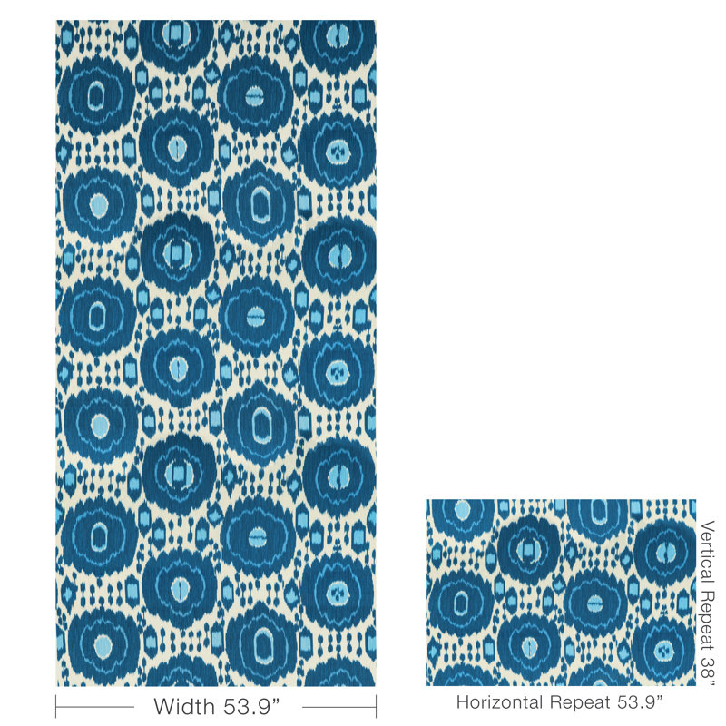 Louverne Mayenne Print 100% Linen Fabric, Blue