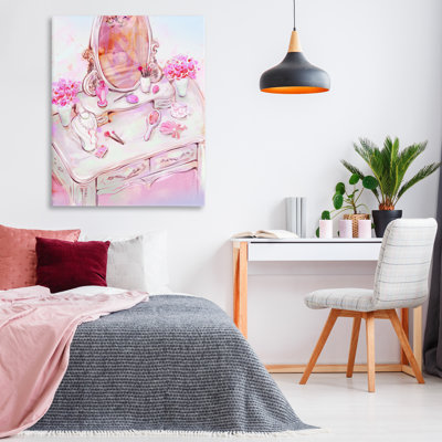 Toile rose pastel avec vue de coiffeuse, design par Ziwei Li