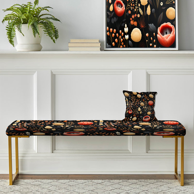 Motif floral Bohemian Bliss - Banc rembourré floral doré