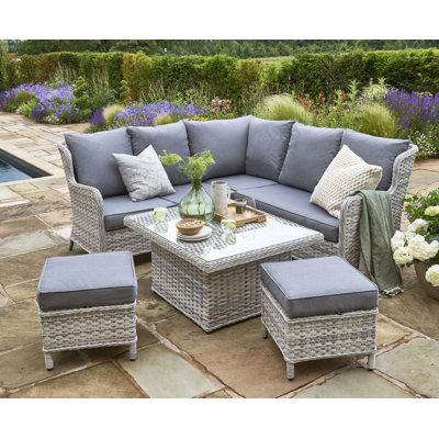 Addora 6 - Person Rattan Corner Sofa Set with Cushions