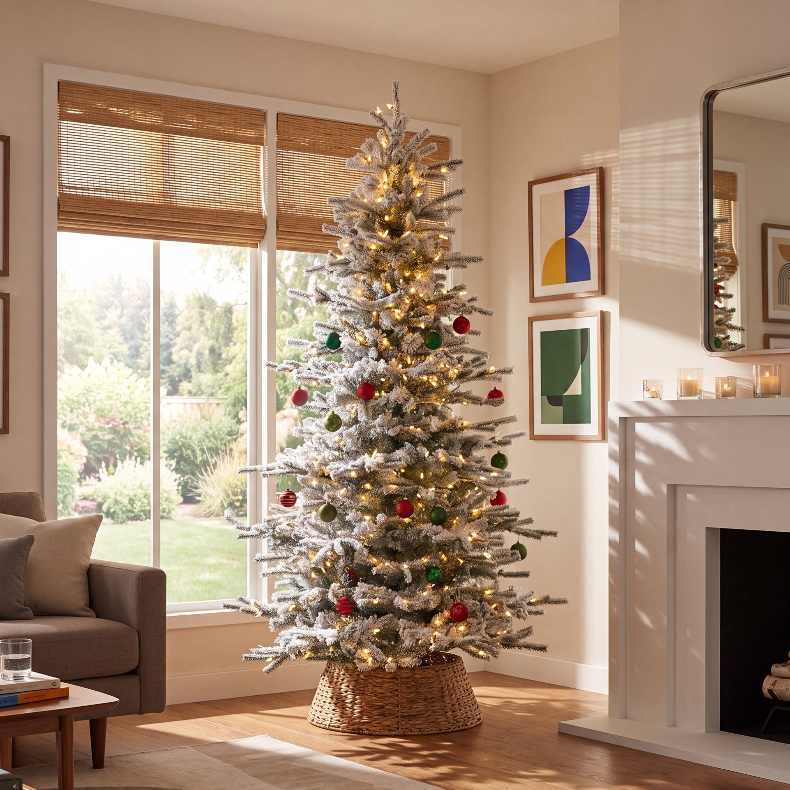 Slim Frosted 8.5' Pre-Lit Pine Christmas Tree, 6.5' H
