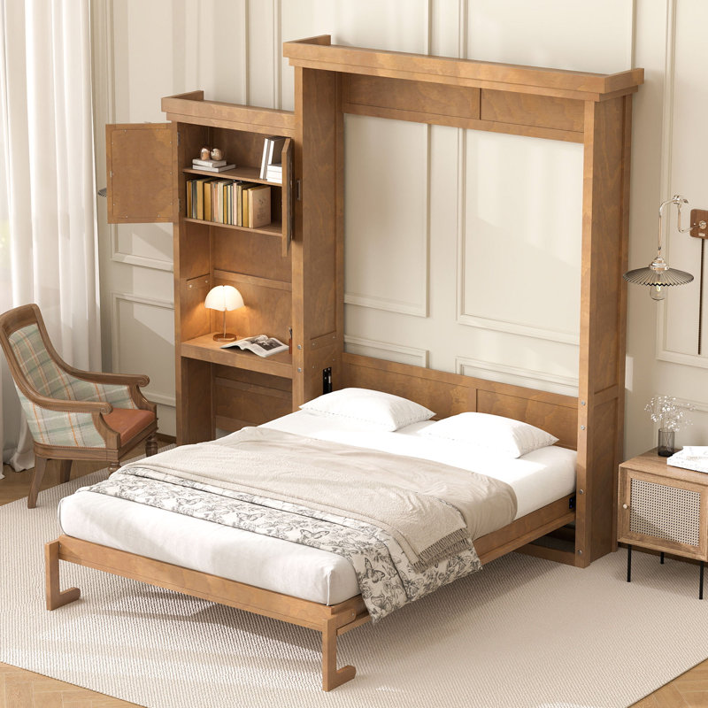 Queen Murphy Bed With Built-In Desk And Storage - Thumbnail 2