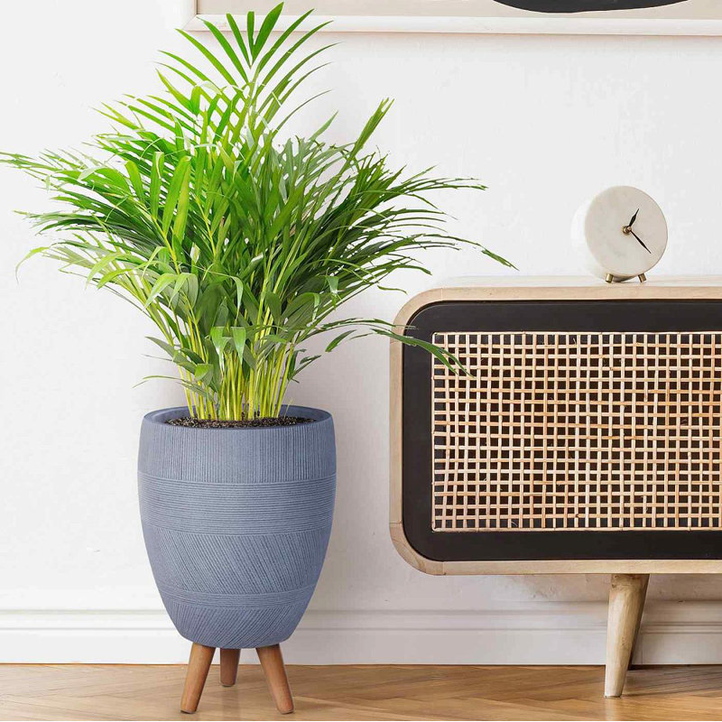Multi-Directional Striped Egg Planter with Feet, 43cm H x 27cm W x 27cm D, Grey