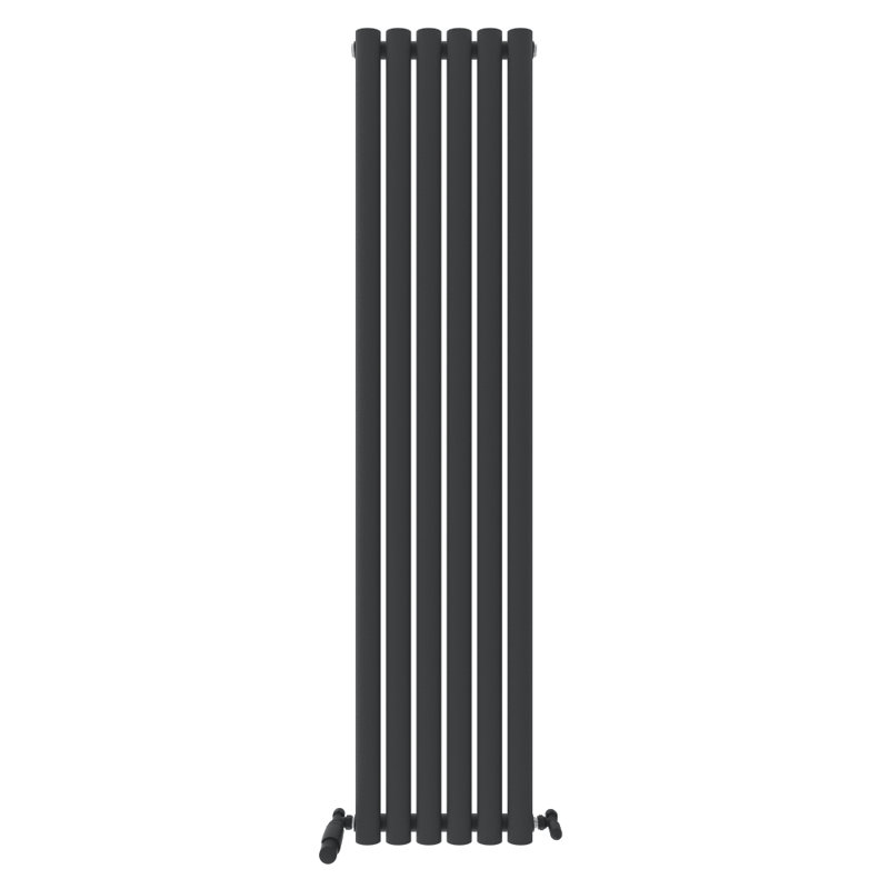 iBathUK Princia Vertical Single Oval Panel Radiator, Grey, 1600cm H x 360cm W x 55cm D