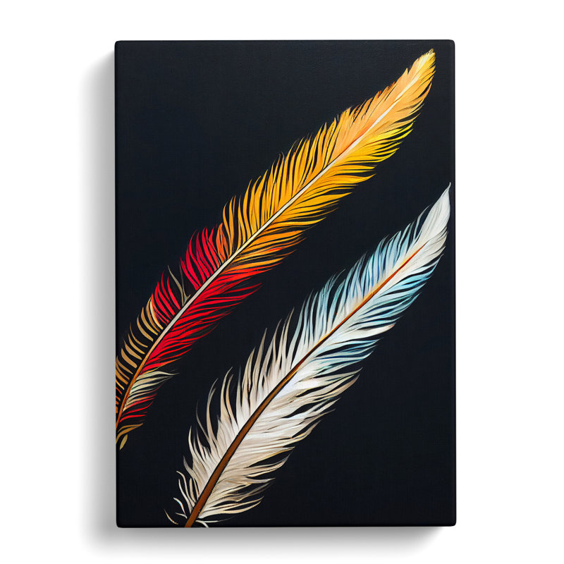 Pair Of Feathers - Wrapped Canvas, 50cm H x 35cm W x 3cm D