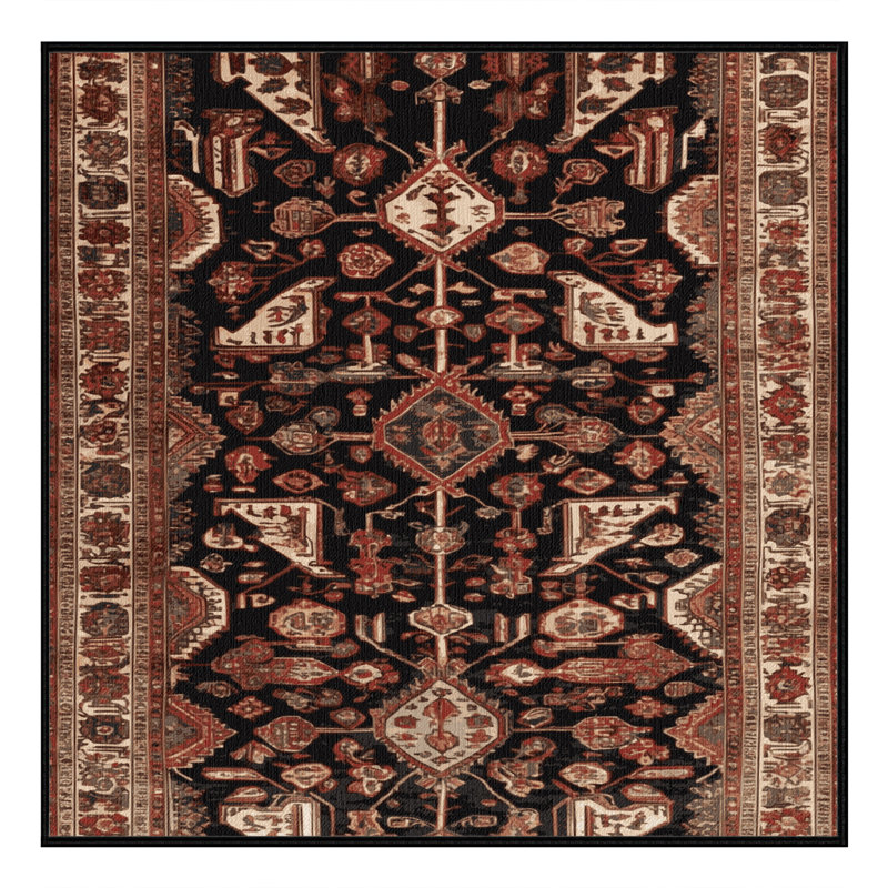 Machine Washable Persian Brown Area Rug, Square 3'