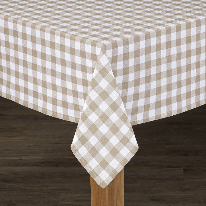 Andreas Gingham 100% Cotton Square/Oval Tablecloth, 70" Round, Sand