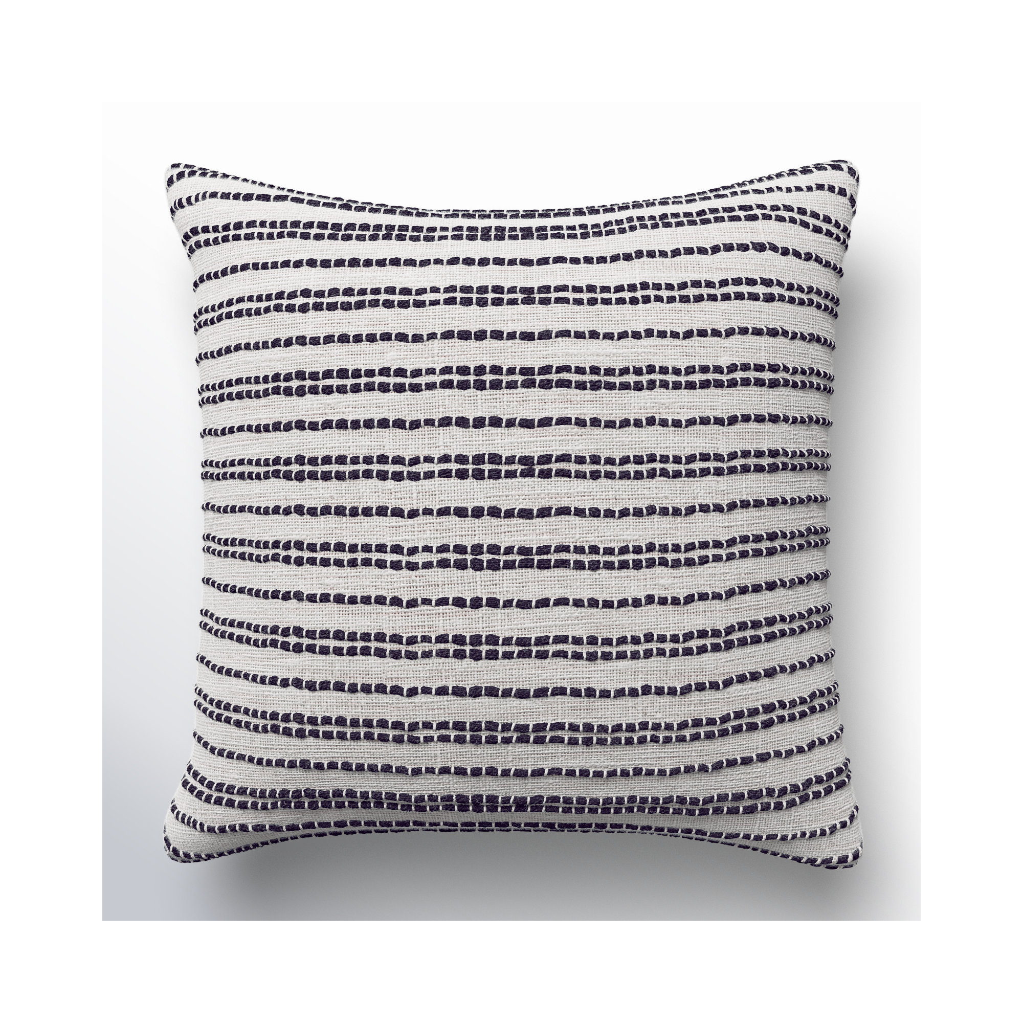 Amora Embroidered Cotton Pillow Cover, Down, White/Black, 20" x 20"