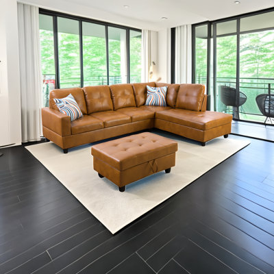 Canapé modulaire rembourré en L avec repose-pieds 3 pièces Erynne
