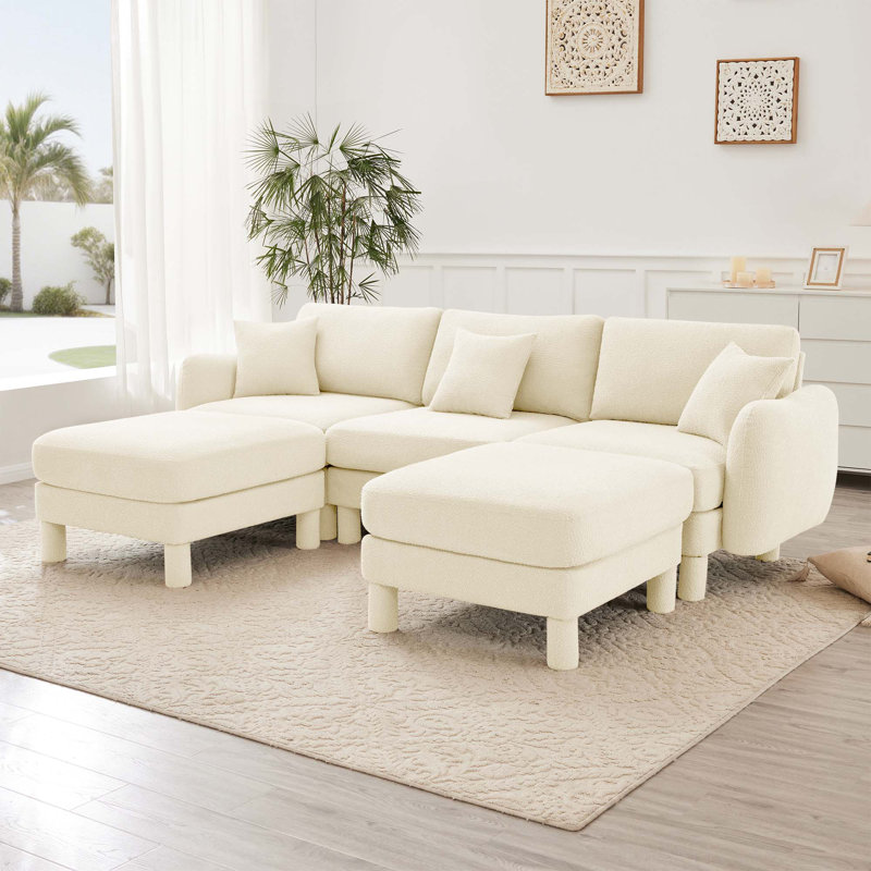 Canapé 3 places rembourré Boucle, Beige