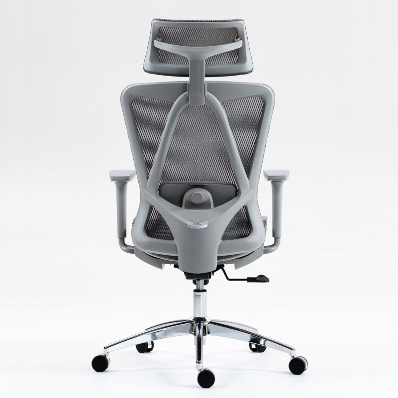 Fauteuil de bureau en filet respirant à haut dossier avec support lombaire réglable, réglable en hauteur, 3D, couleur grise, style artistique pour utilisation, bureau de remplissage de mousse,