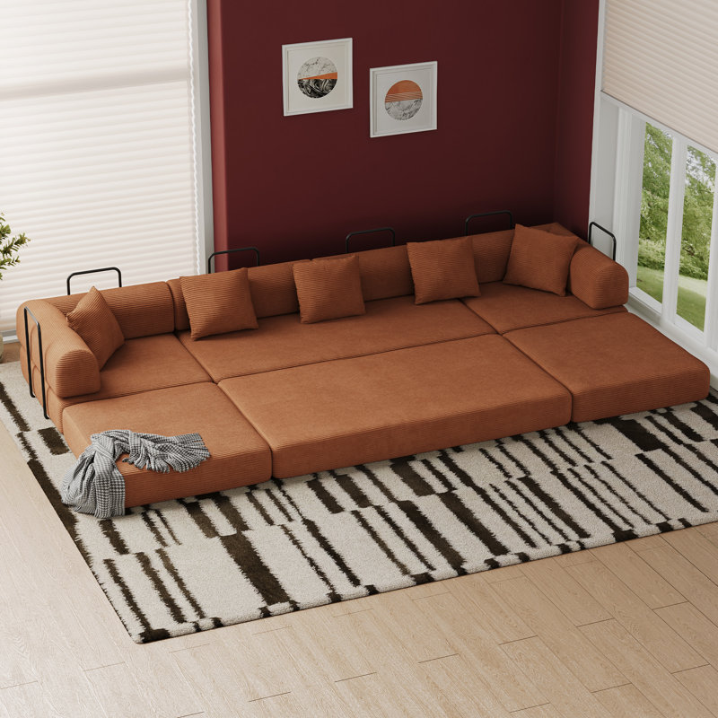 Canapé-lit modulaire convertible avec canapé-lit modulaire désossé avec dossier et accoudoirs amovibles