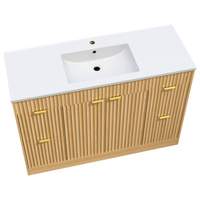 Meuble-lavabo simple en bois avec tiroirs Adonia