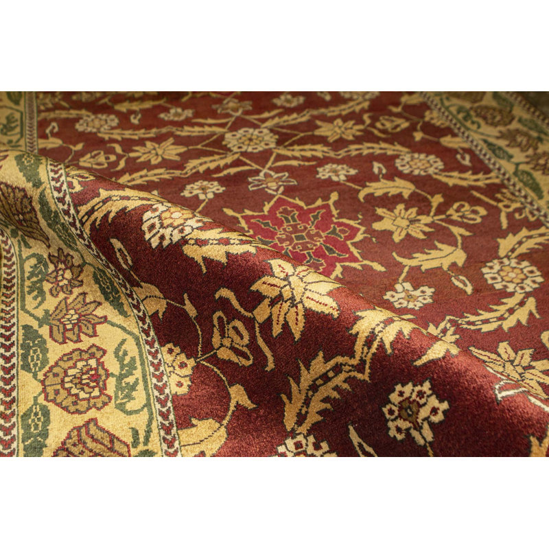 Hand-Knotted High-Quality Red and Gold Area Rug