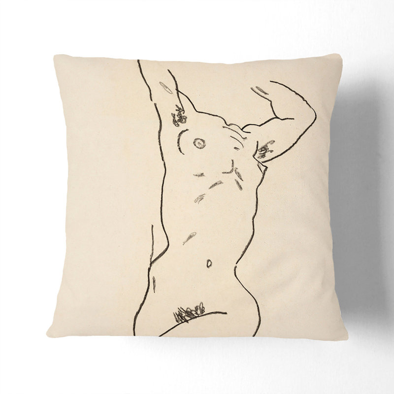 Study Of A Naked Woman Vol.2 Square Throw Cushion, Black, 55cm H x 55cm W x 20cm D
