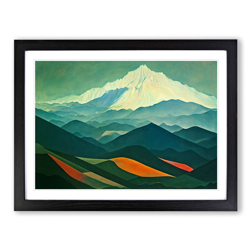 Dynamic Mountain Landscape 1 Piece Single Picture Frame Painting, 34cm H x 46cm W x 2cm D, Black