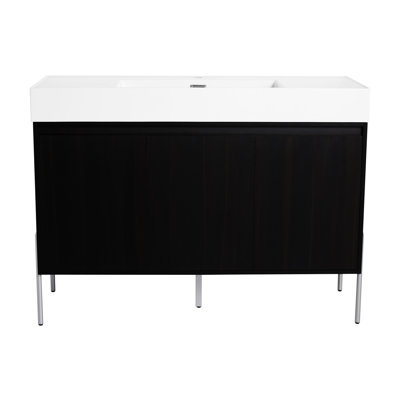 Meuble-lavabo autoportant 48 po avec résine en résine, porte, meuble-lavabo
