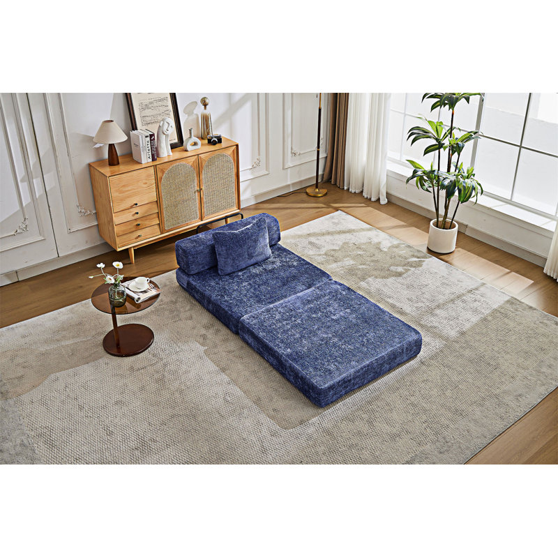 Canapé-lit convertible, Chenille bleu foncé