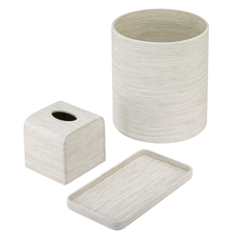 Grasscloth 4 Gallons Waste Bin, Ecru
