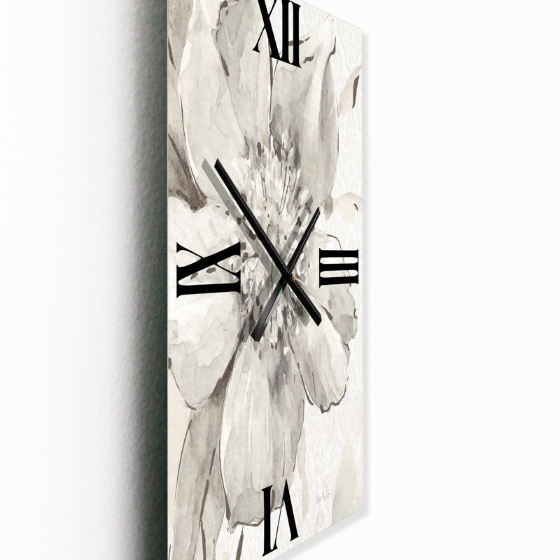 Horloge murale Indigold - pivoines grises III, Grand
