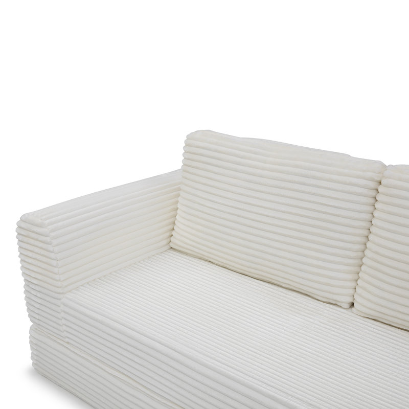Canapé-lit pliant convertible 2-en-1 avec revêtement en velours côtelé et fonction de couchage coulissante pour les espaces de vie modernes.