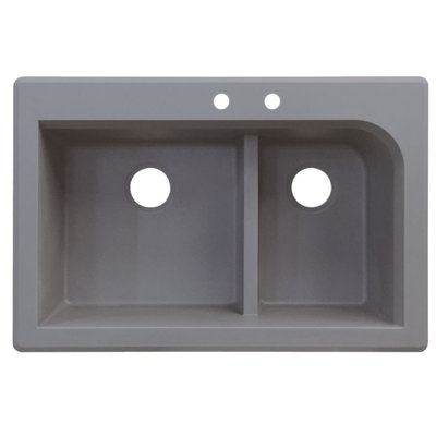 Radius 33'' L Double Bowl Granite Kitchen Sink
