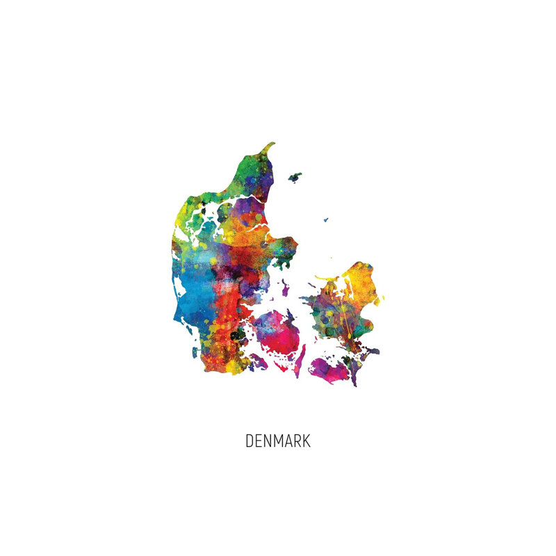 «Danemark Map» par Michael Tompsett, impression sur toile tendue, H 60 po x l 40po x P 1,5 po