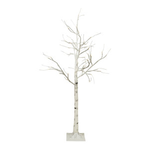 Birch Tree On Metal Base In/Outdoor with LED Lights with 8 Lighting Modes
