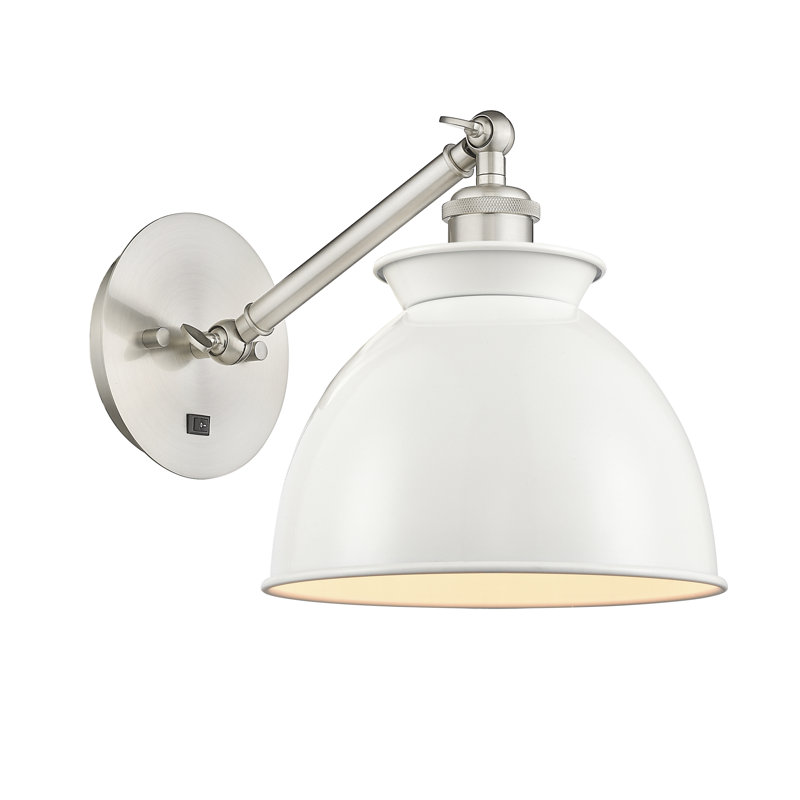 Shauna Armed Sconce, LED, Glossy White, Brushed Satin Nickel