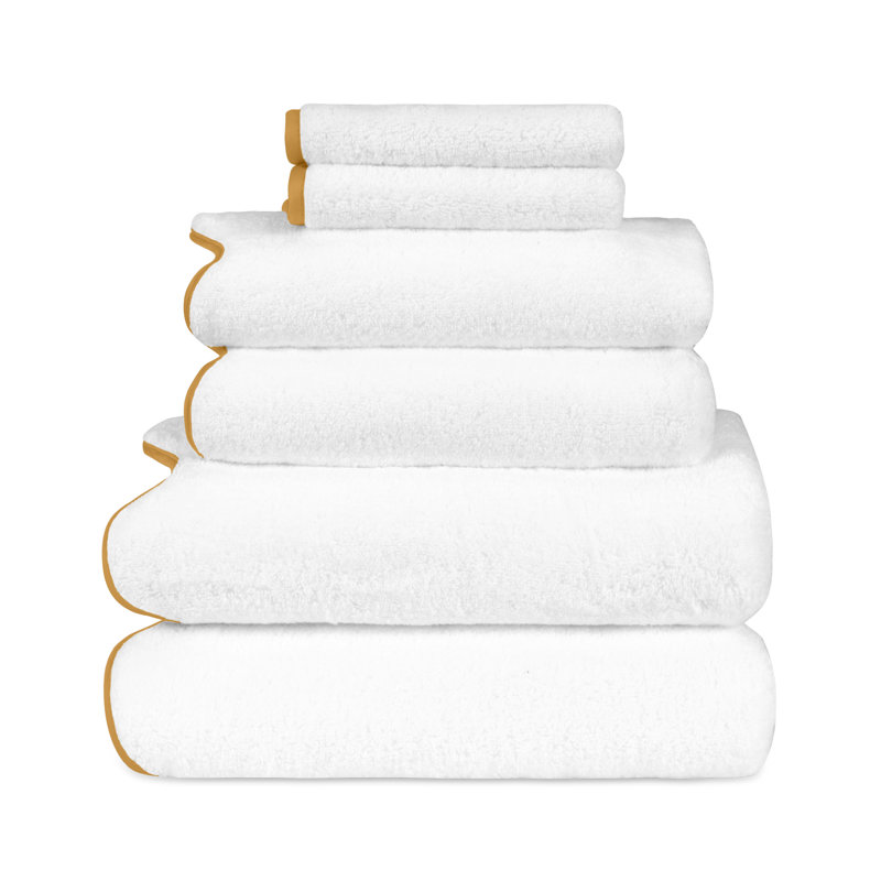 Antalya 6-pc Multi-sized Bath Towel Set, White/Marigold