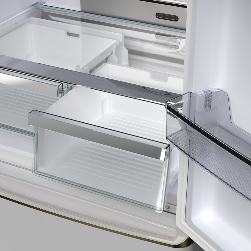 Forno Luigi, 18 pieds cubes Réfrigérateur à portes françaises, conception sans poignée, Blanc / Blanc