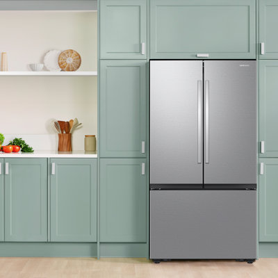 Samsung Stainless Steel Kitchen Package with 32 cu. ft. Mega Capacity 3-Door French Door Refrigerator with Electric Range
