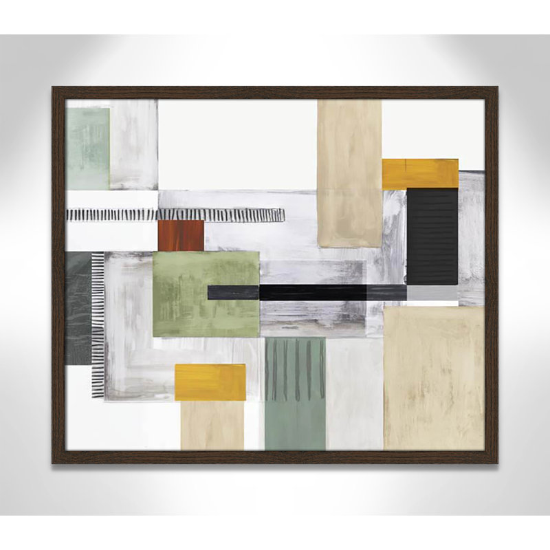 «Playful Blocks» par Tom Reeves, Pas de tapis, Cadre photo en noyer, H 21,5 po x l 25,5 po x P 0,75 po