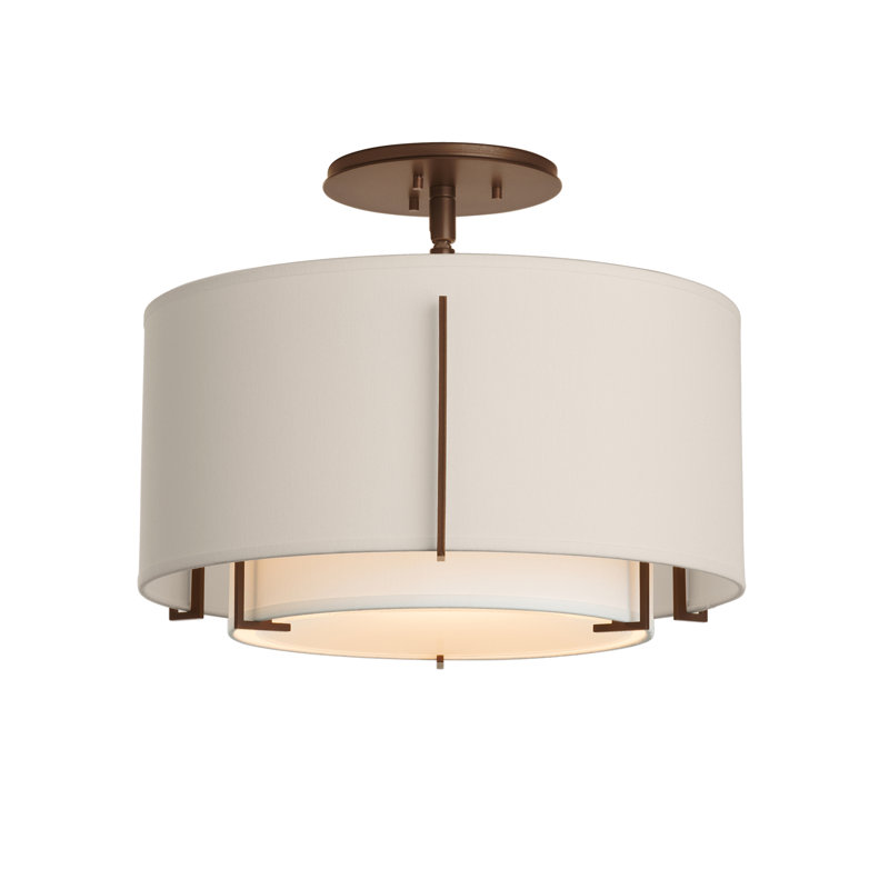 Exos 3 - Light Semi Flush Mount, Flax, Bronze, 12.2" H x 16.1" W x 16.1" D