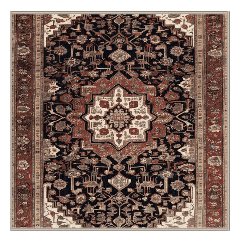Machine Washable Persian Brown Area Rug, Square 4'