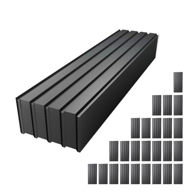 25 Pcs Waterproof Heavy Duty Metal Roof Panels Gray