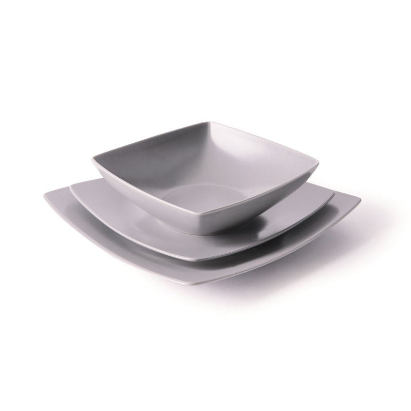 Eclipse 18 Piece Ceramic Dinnerware Set - Service for 6, Grey