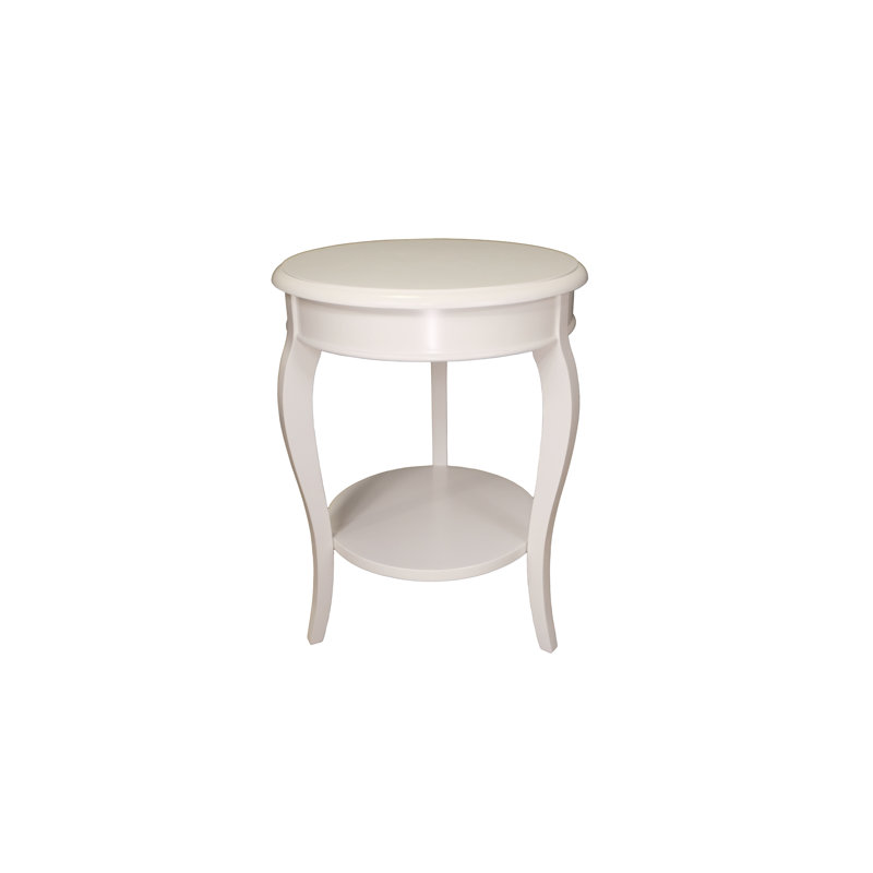 Table de bout à 3 pieds en bois massif avec rangement Clavier, Blanc